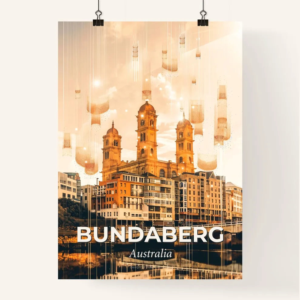 Bundaberg Double Exposure Skyline Poster Art Poster