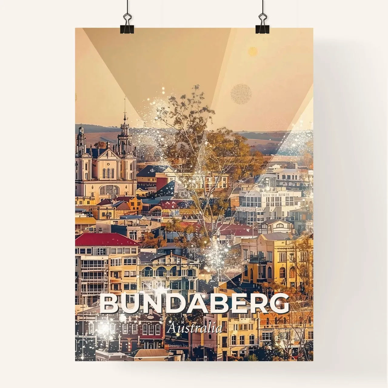Bundaberg Skyline Double Exposure Composite Poster