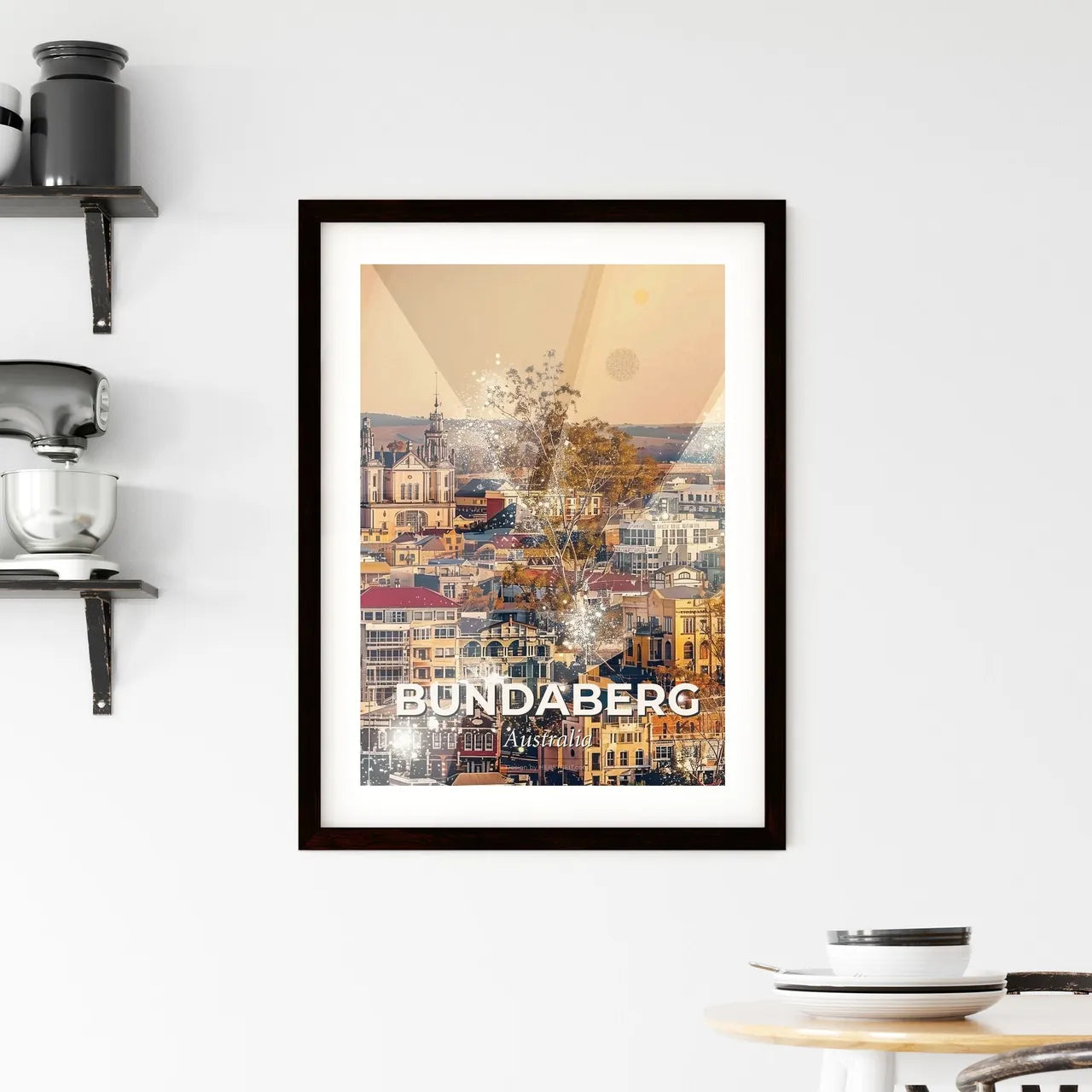 Bundaberg Skyline Double Exposure Composite Framed Print