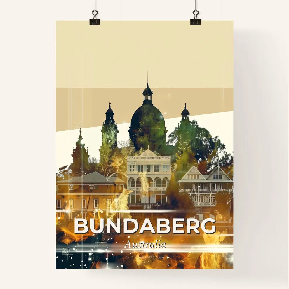 Bundaberg Skyline Double Exposure Composite Art Poster