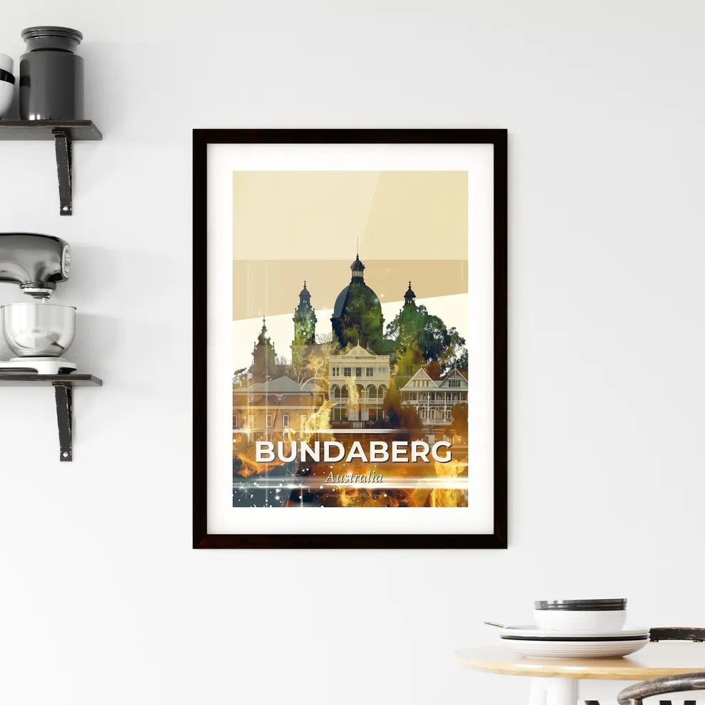 Bundaberg Skyline Double Exposure Composite Art Framed Print