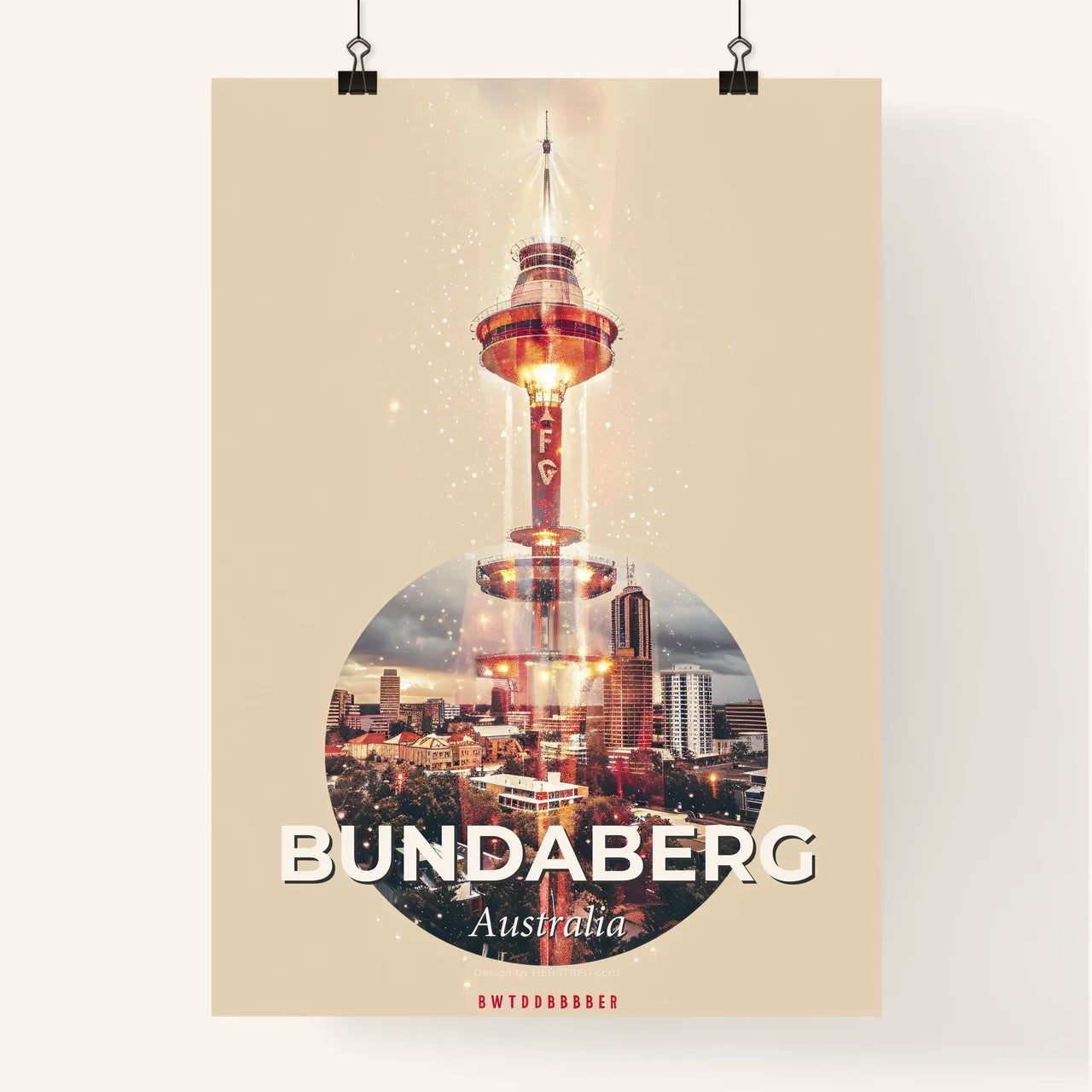 Bundaberg Skyline Double Exposure Composite Art Poster