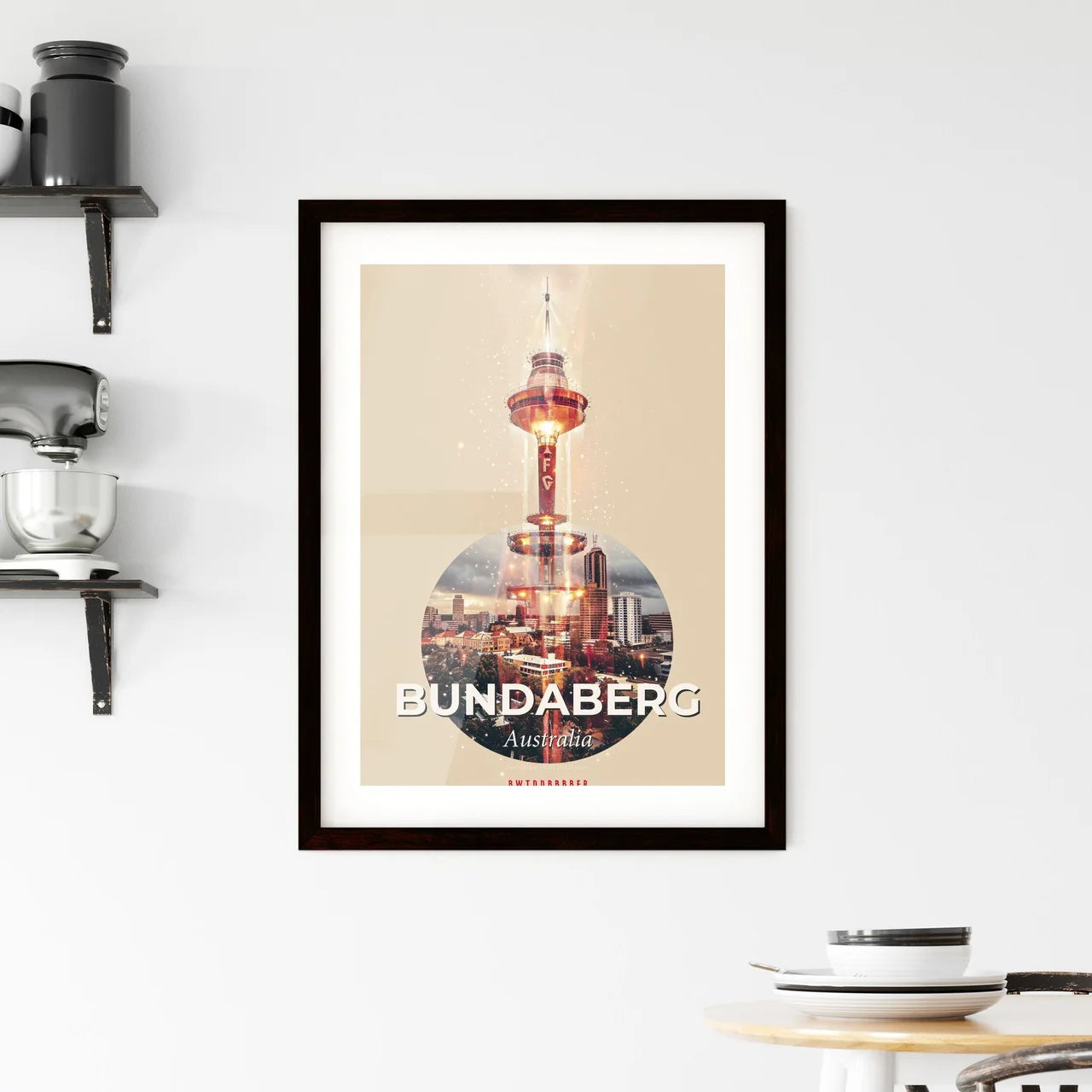 Bundaberg Skyline Double Exposure Composite Art Framed Print
