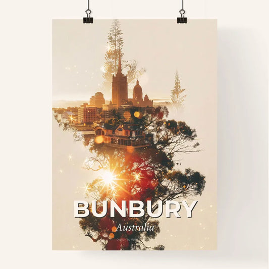 Bunbury City Skylines Double Exposure Poster