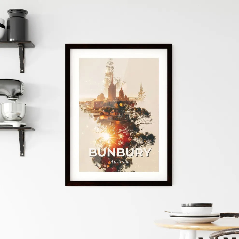 Bunbury City Skylines Double Exposure Framed Print