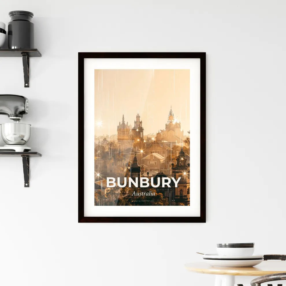 Bunbury Skyline Art: Double Exposure Cityscape Framed Print
