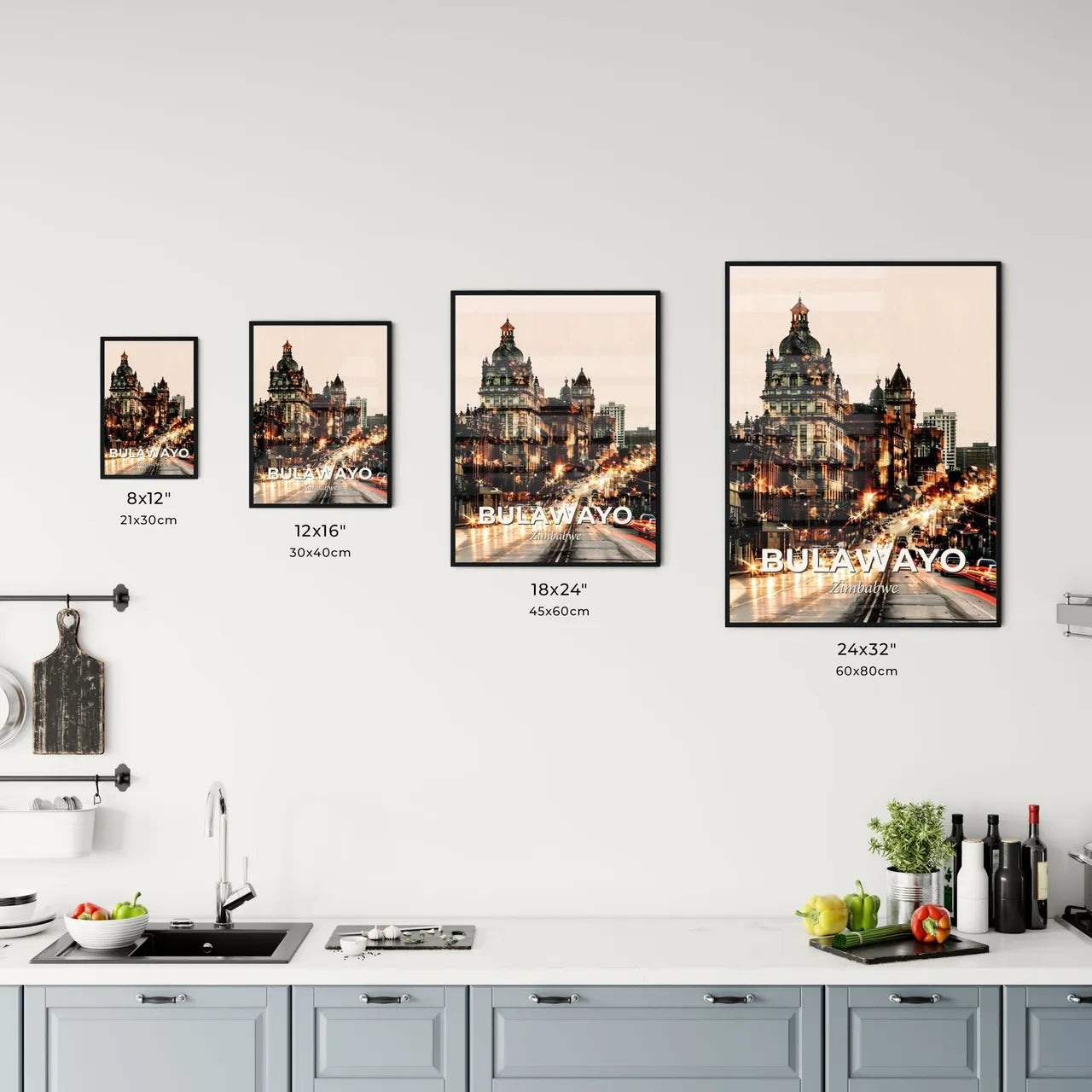 Bulawayo Skyline Double Exposure Art Poster Office Art