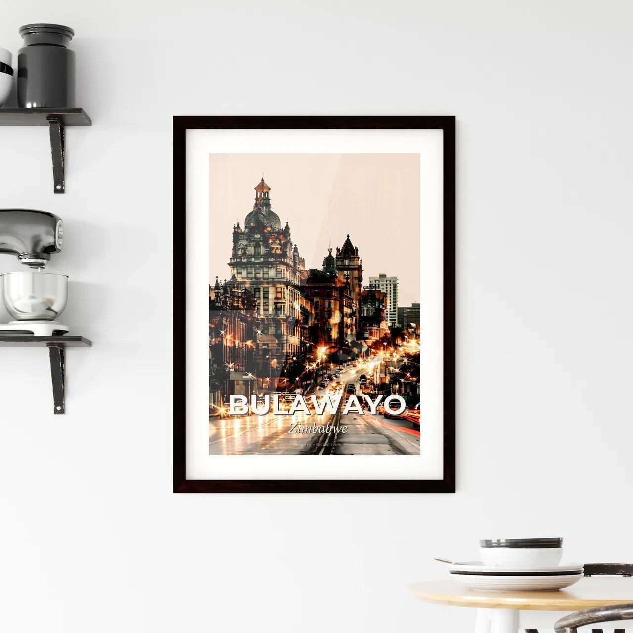 Bulawayo Skyline Double Exposure Art Poster Framed Print