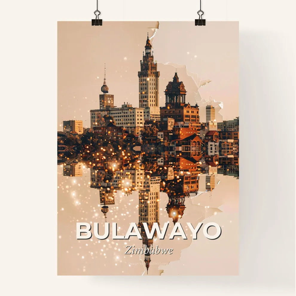 Bulawayo Skyline Double Exposure Art Poster Poster