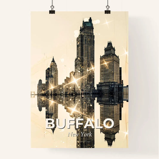 Buffalo City Double Exposure Skyline Art Poster