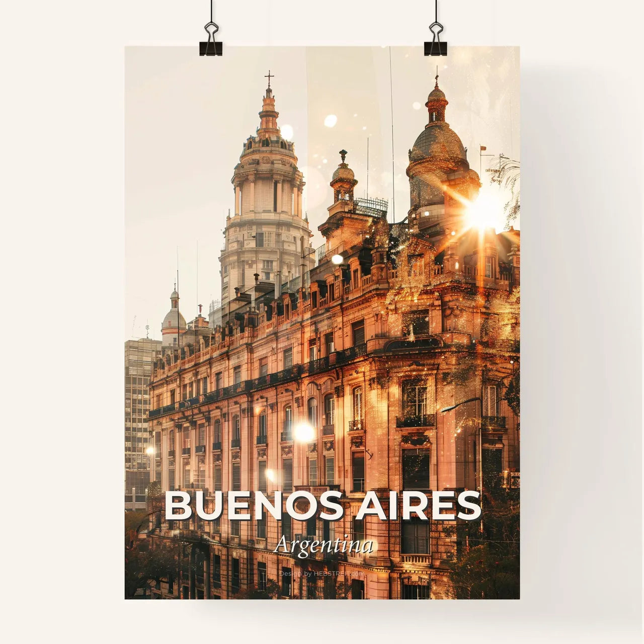 Buenos Aires Skyline Double Exposure Poster Art Poster