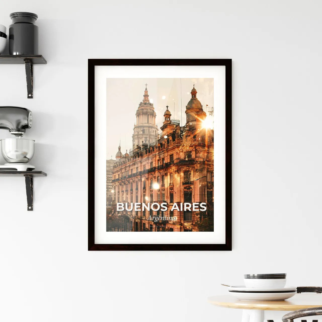 Buenos Aires Skyline Double Exposure Poster Art Framed Print