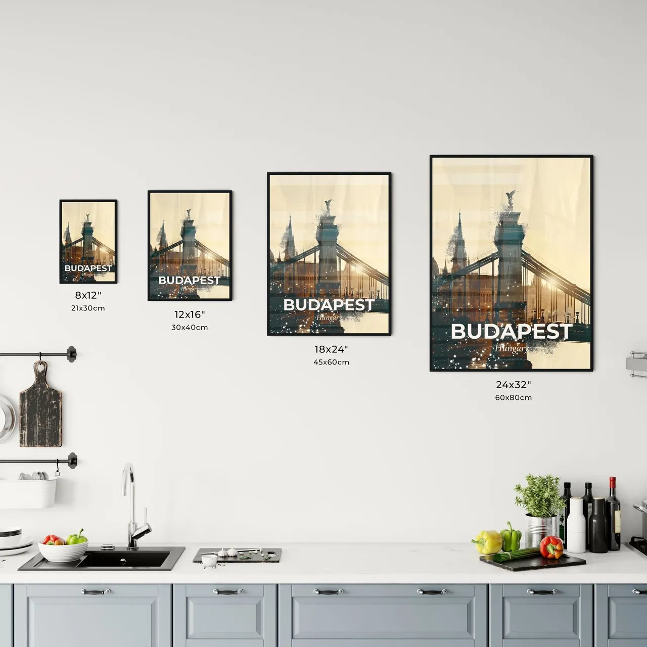 Budapest: Cityscape Sparkles on Beige Office Art