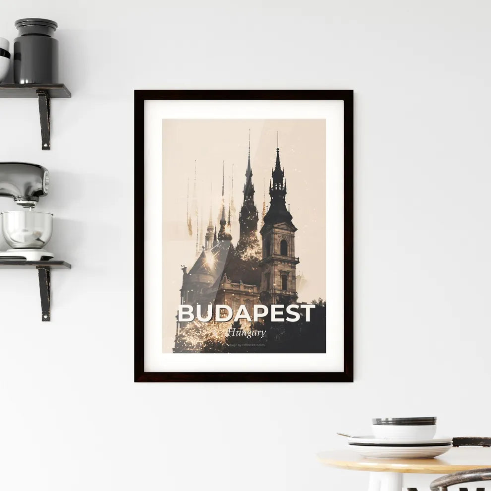 Budapest Double Exposure Cityscape Art Poster Framed Print
