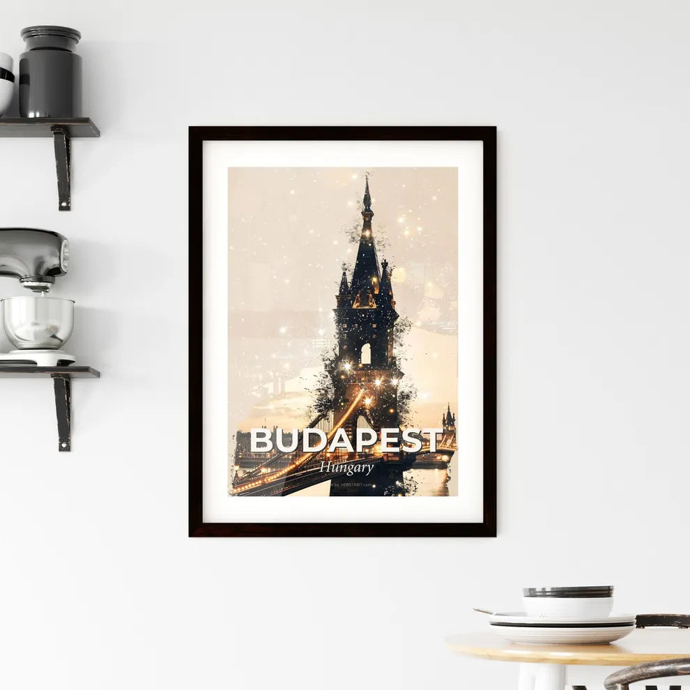 Budapest Skyline Double Exposure Composite Art Framed Print