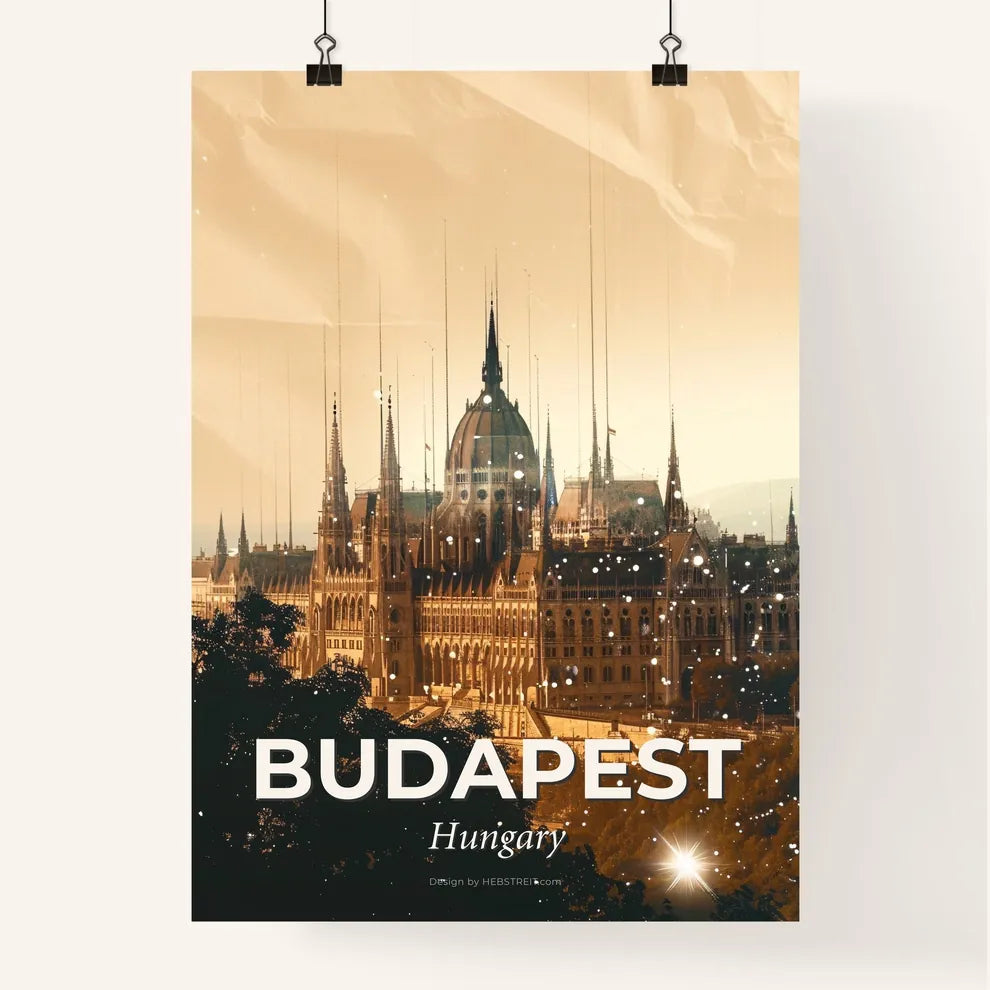 Budapest Skyline Double Exposure Composite Art Poster
