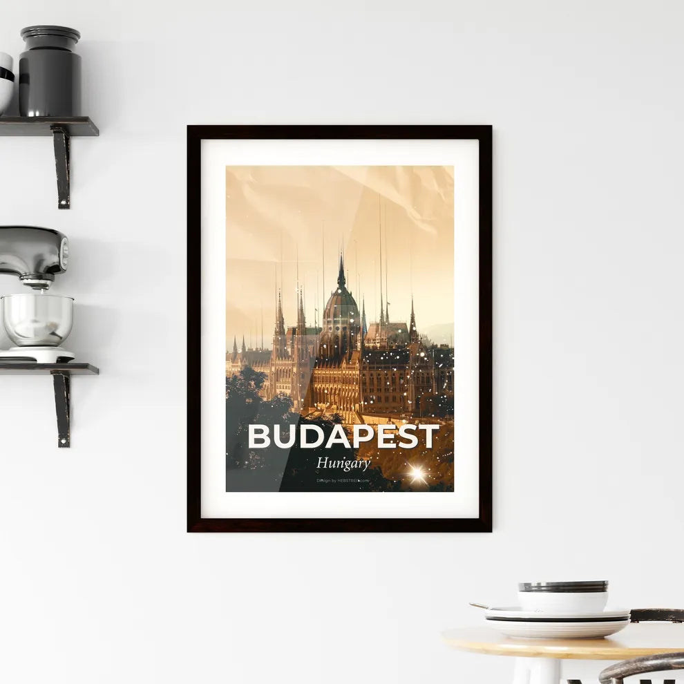 Budapest Skyline Double Exposure Composite Art Framed Print