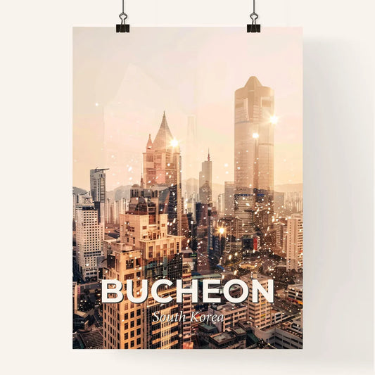 Bucheon Skyline Art: Double Exposure Cityscape Poster