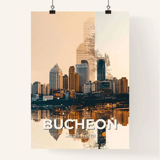 Bucheon Skyline Double Exposure Sparkle Poster Poster