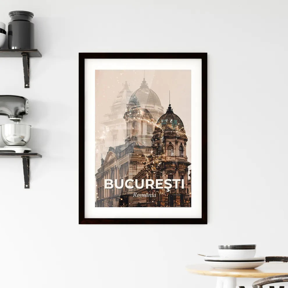 Bucharest City Skyline Local Icons Art Print Framed Print