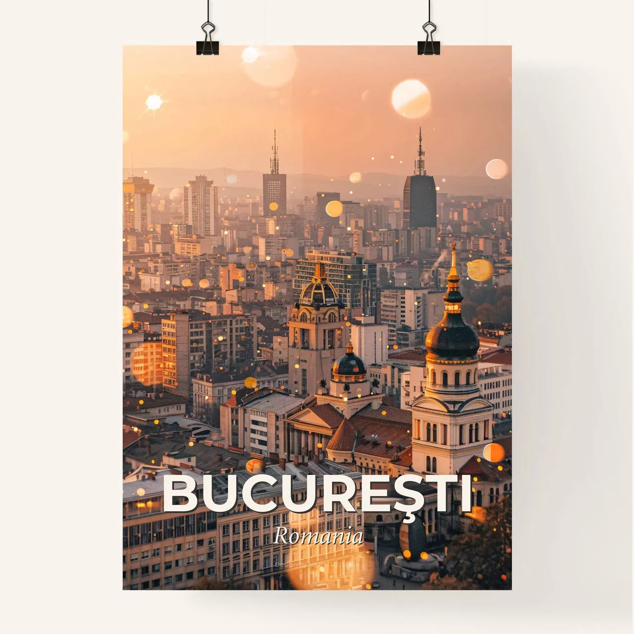 Bucharest: Double Exposure Cityscape Symphony Poster