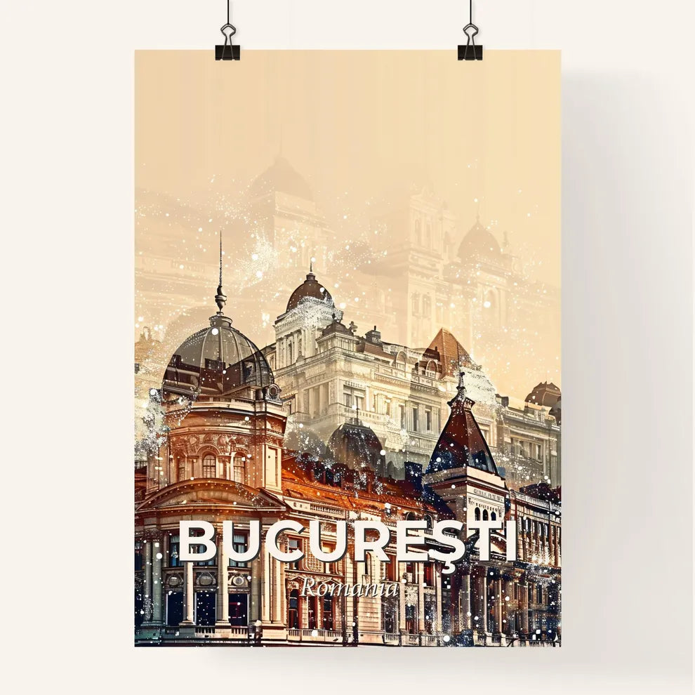 Bucharest Skyline Sparkles Local Icons Poster Art Poster