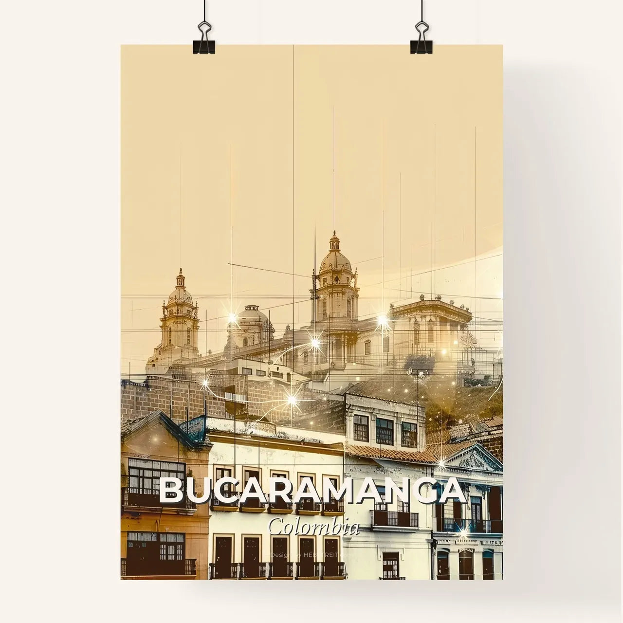 Bucaramanga Cityscape Night Lights Art Print Poster