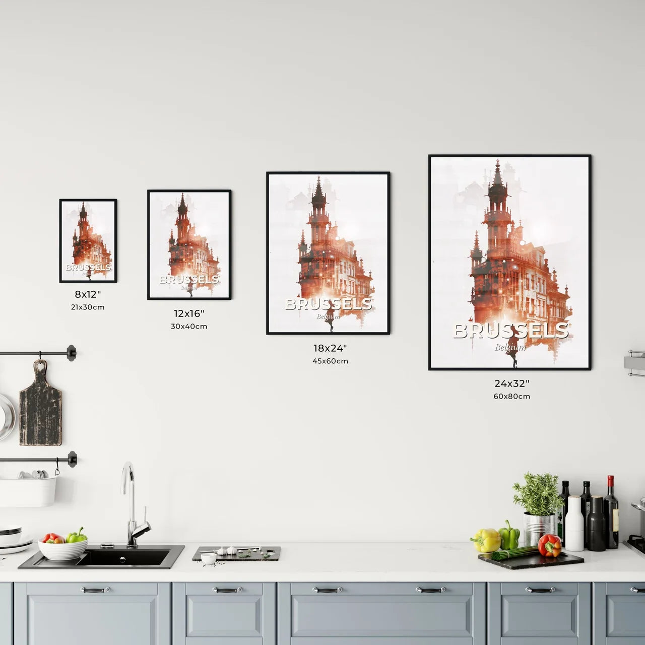 Brussels Skyline Double Exposure Art Poster Office Art