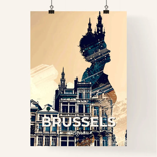 Brussels Skyline Double Exposure Art Poster Poster