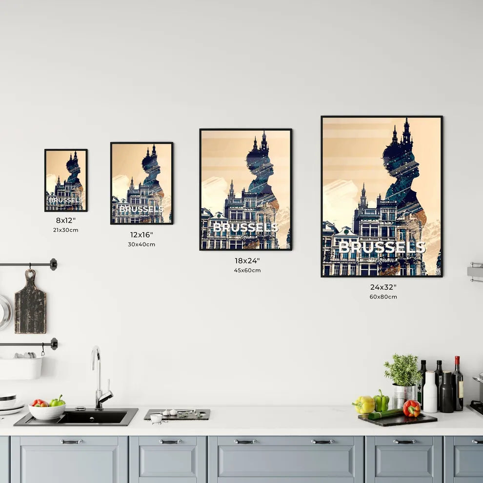 Brussels Skyline Double Exposure Art Poster Office Art