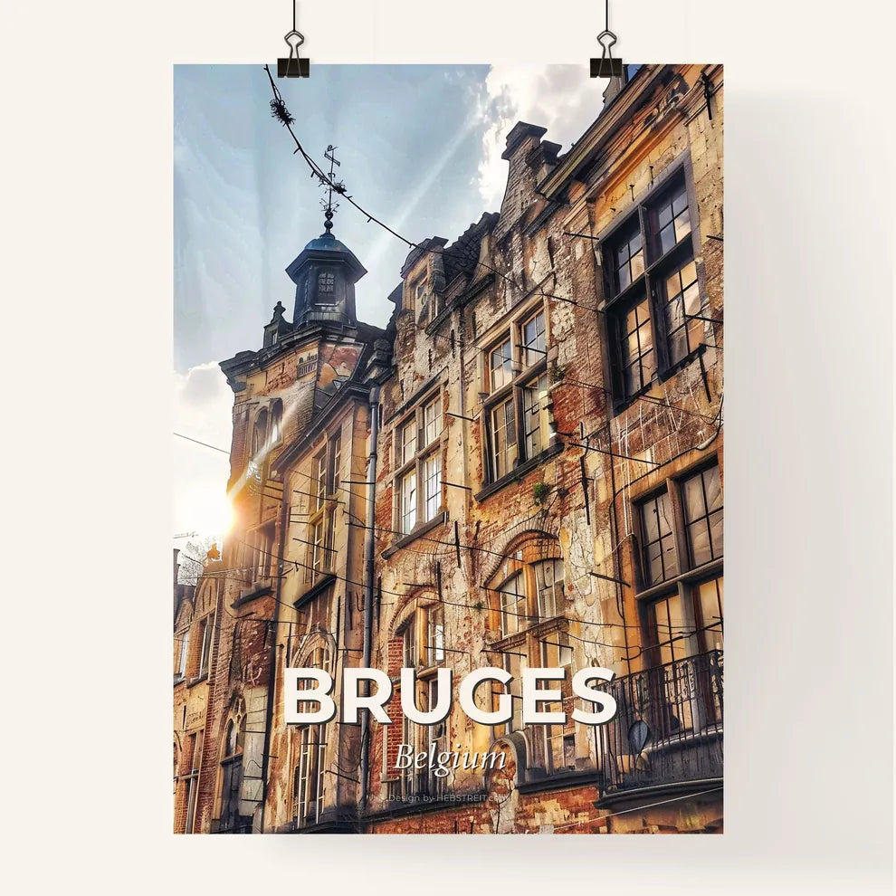 Bruges Skyline Panorama Blister Silhouette Poster