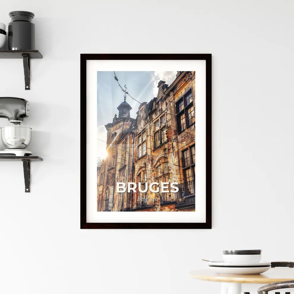 Bruges Skyline Panorama Blister Silhouette Framed Print