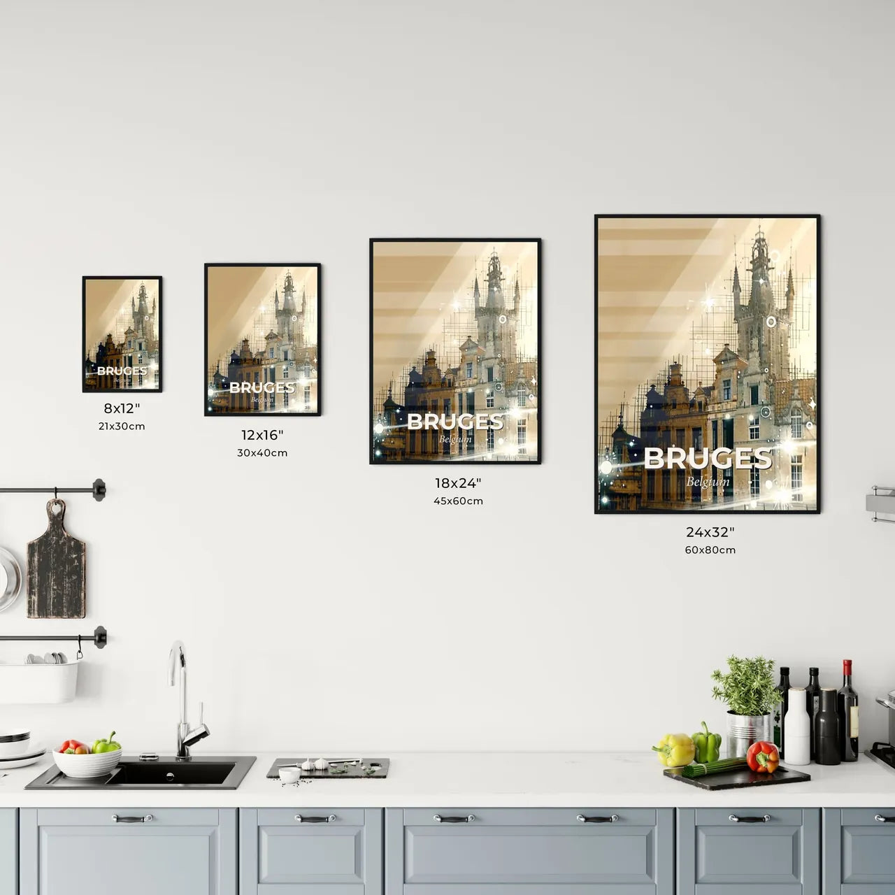 Bruges Double Exposure Skyline Artwork Poster Office Art