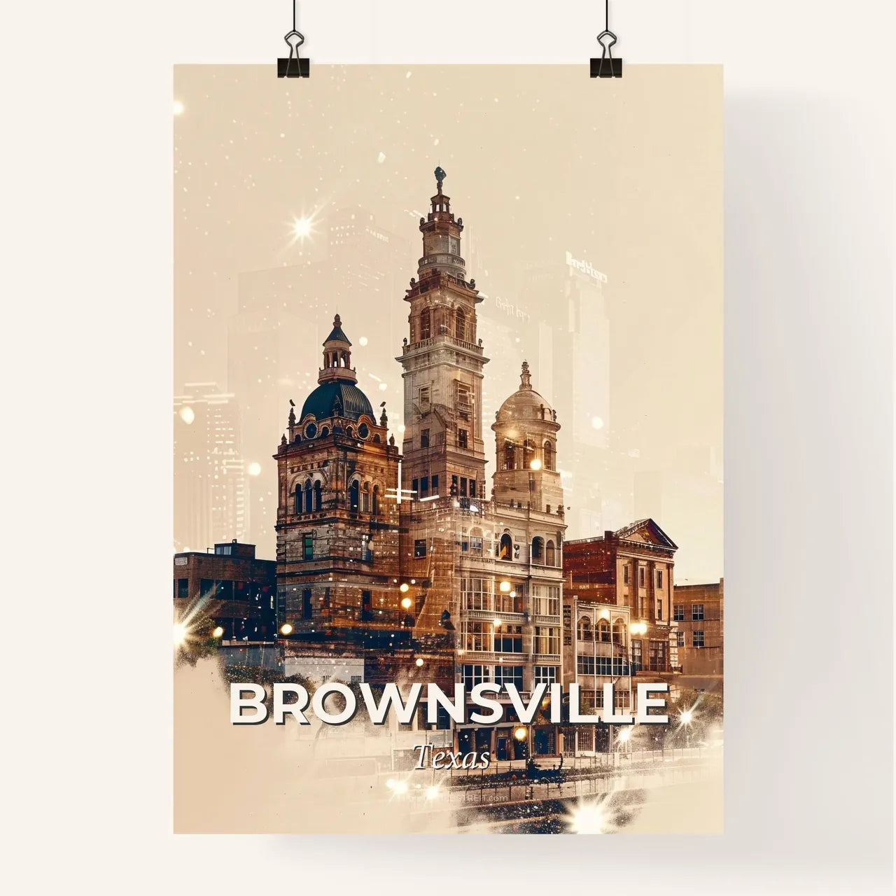 Brownsville Skyline Icons Art Poster Poster