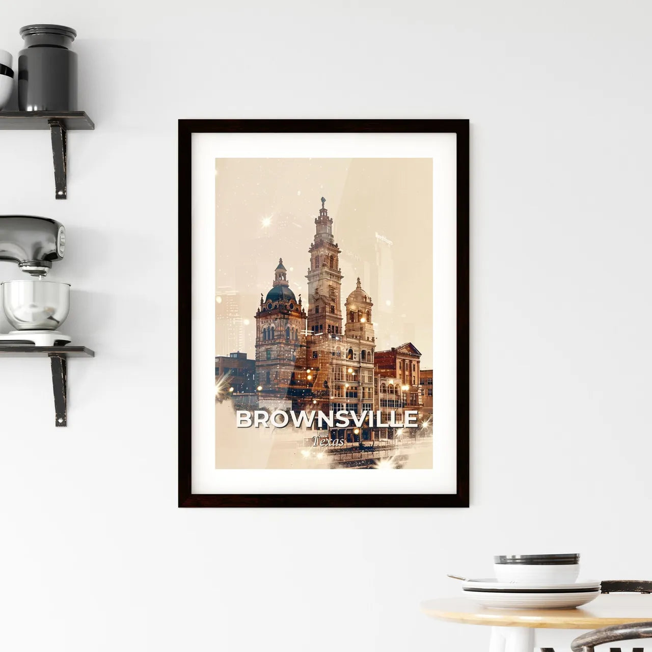 Brownsville Skyline Icons Art Poster Framed Print