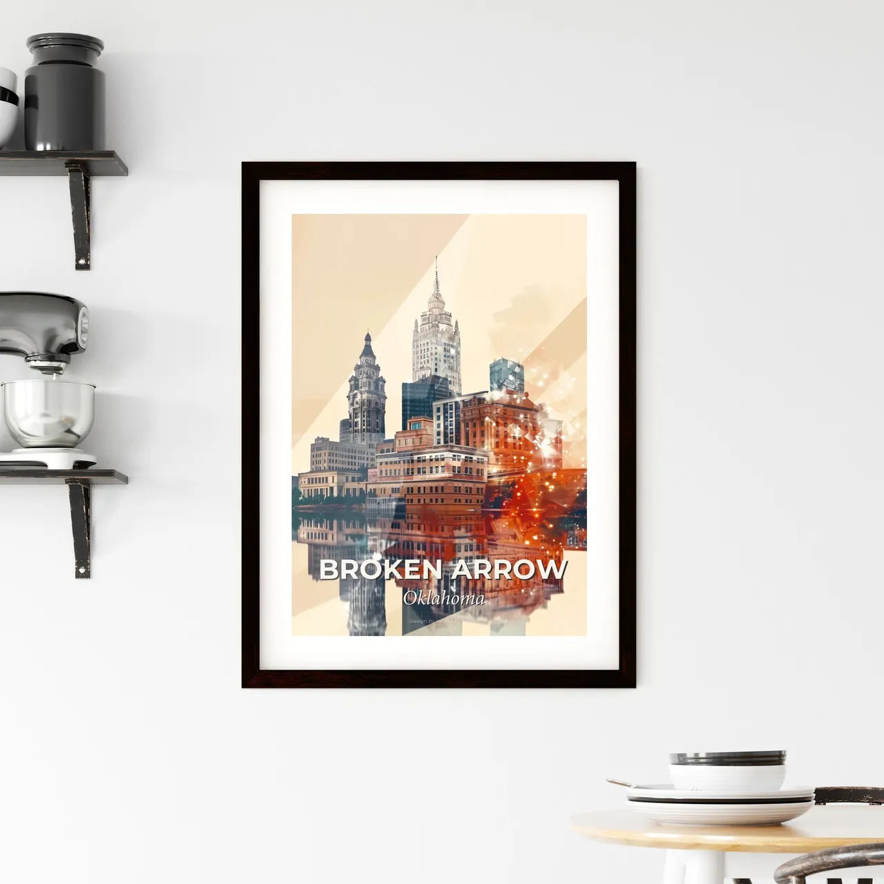 Broken Arrow Cityscape Silhouette Composite Framed Print