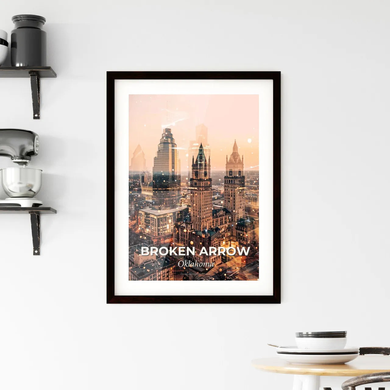 Broken Arrow Skyline Composite Art Poster Framed Print