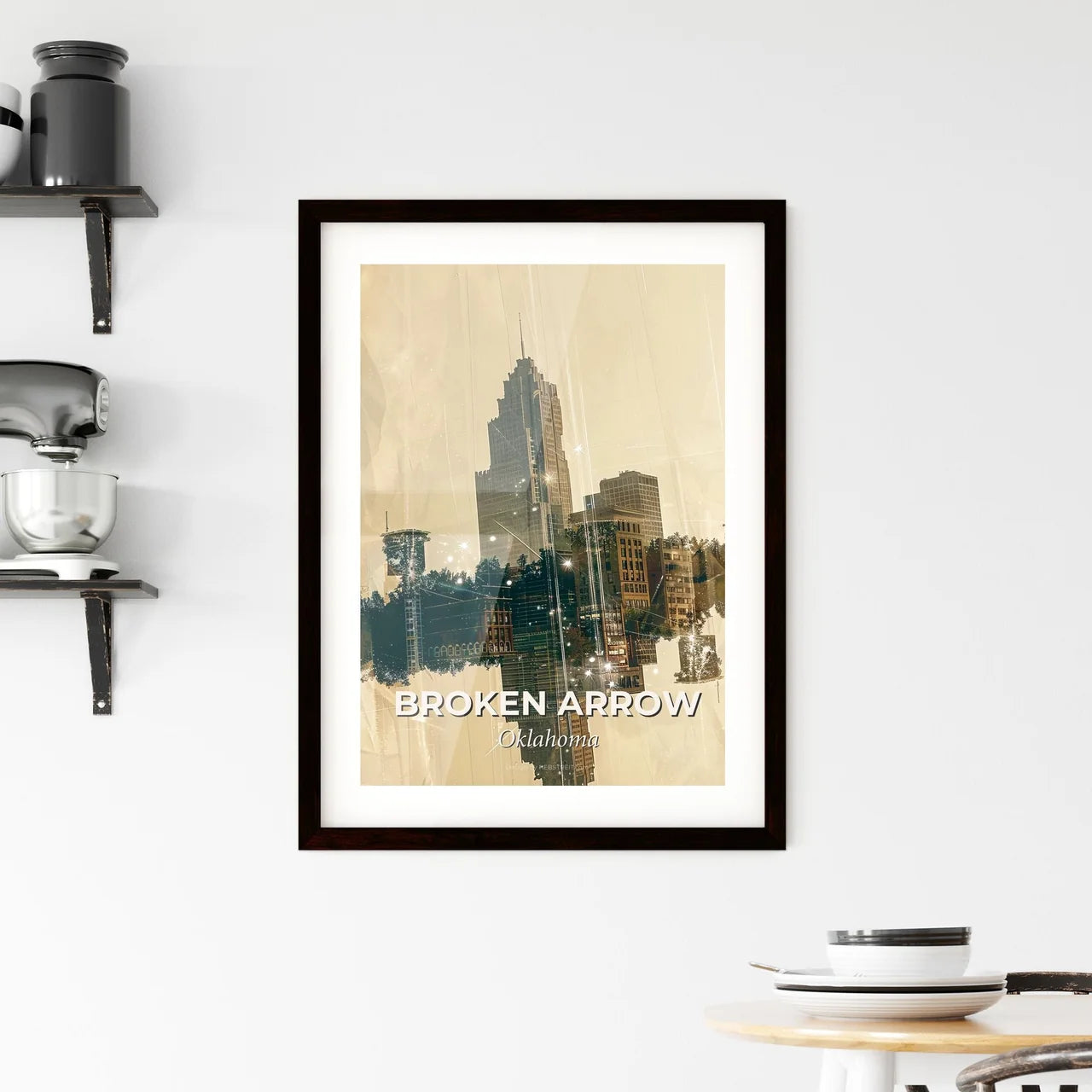 Broken Arrow Skyline Double Exposure Art Framed Print