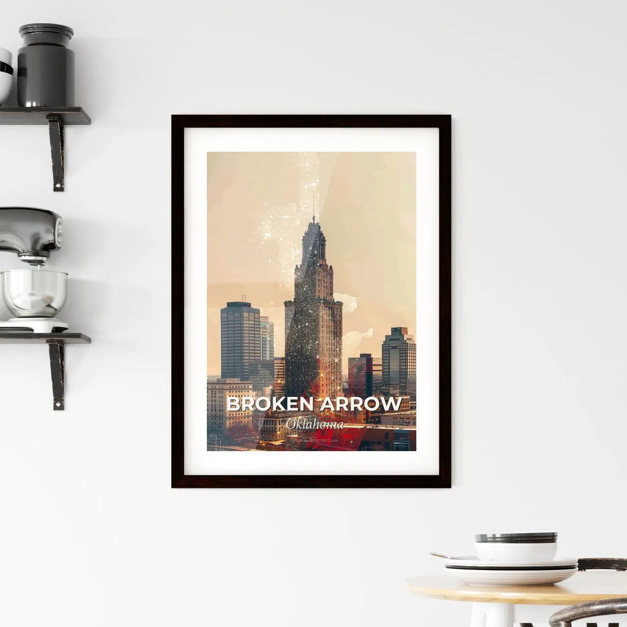 Broken Arrow: City Skyline Double Exposure Art Framed Print