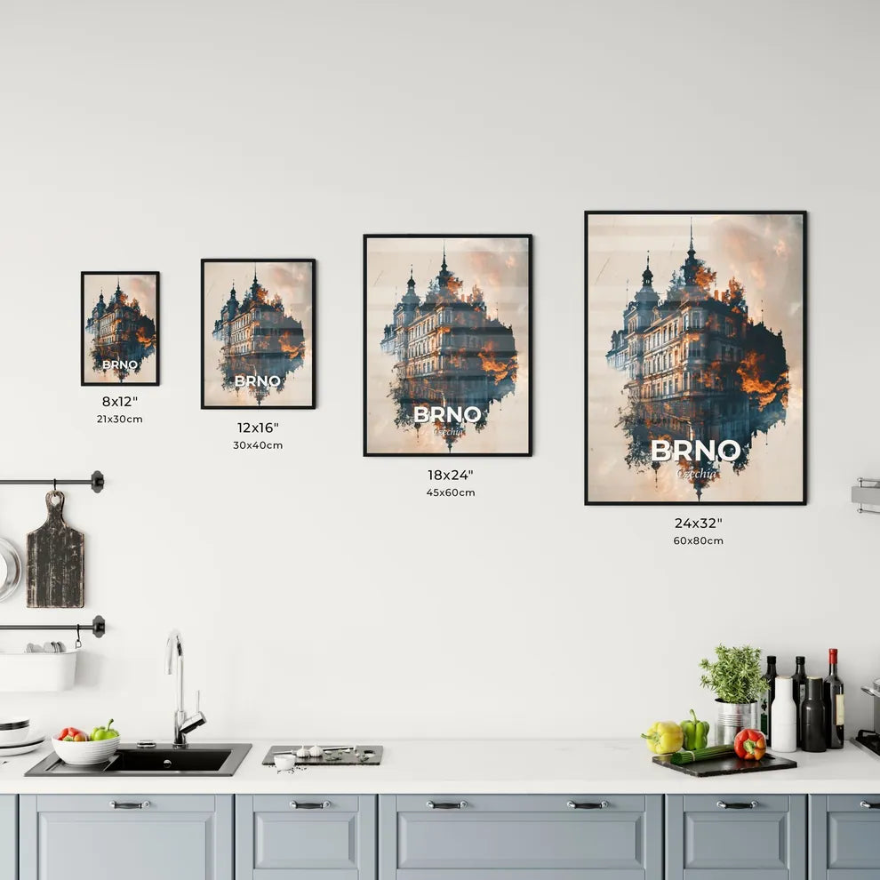 Brno Skyline Double Exposure Cityscape Poster Art Office Art