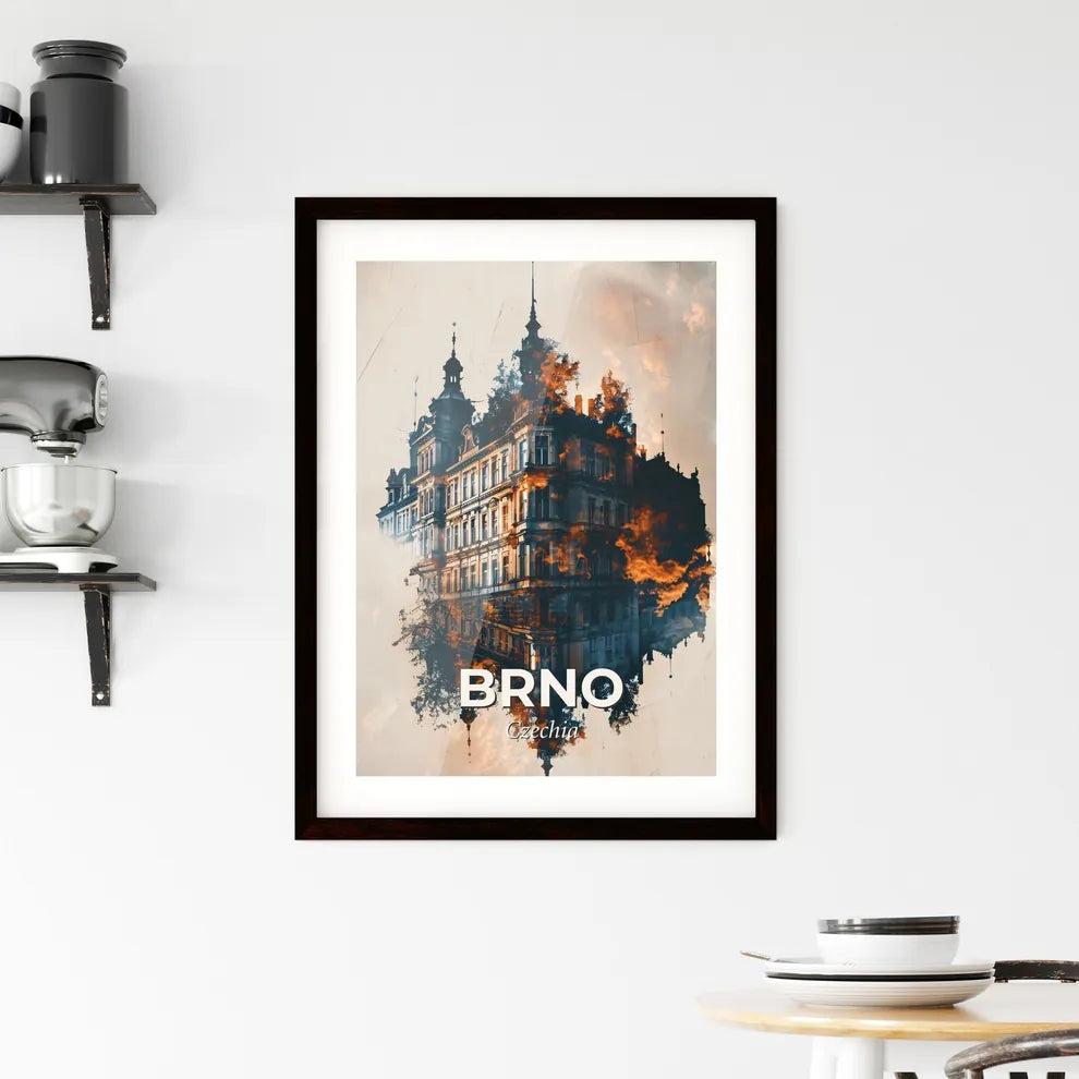 Brno Skyline Double Exposure Cityscape Poster Art Framed Print