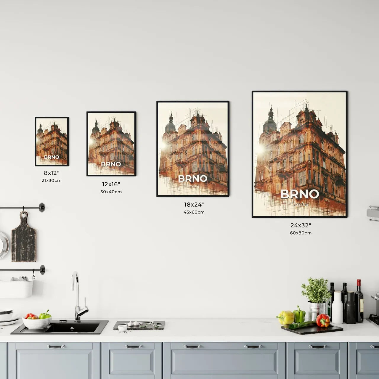 Brno Skyline Double Exposure Composite Poster Art Office Art