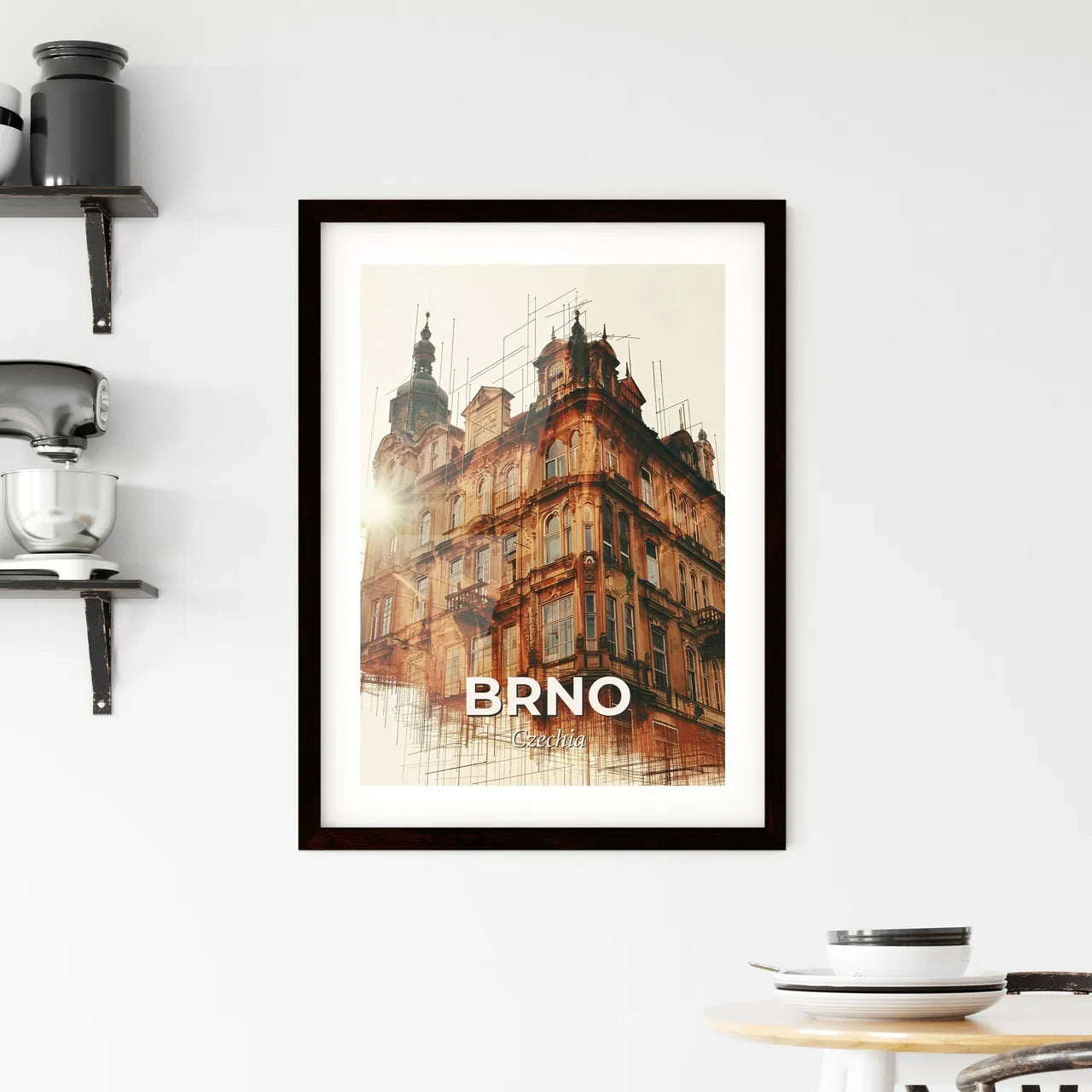Brno Skyline Double Exposure Composite Poster Art Framed Print
