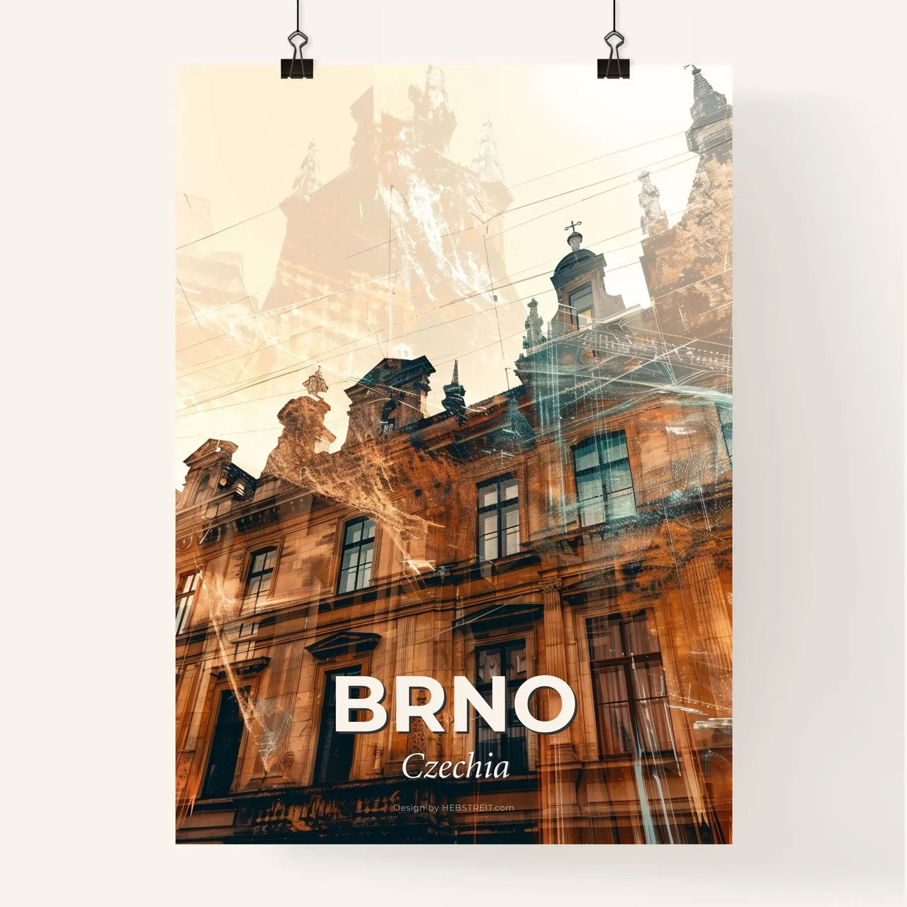 Brno Skyline Double Exposure Poster Poster