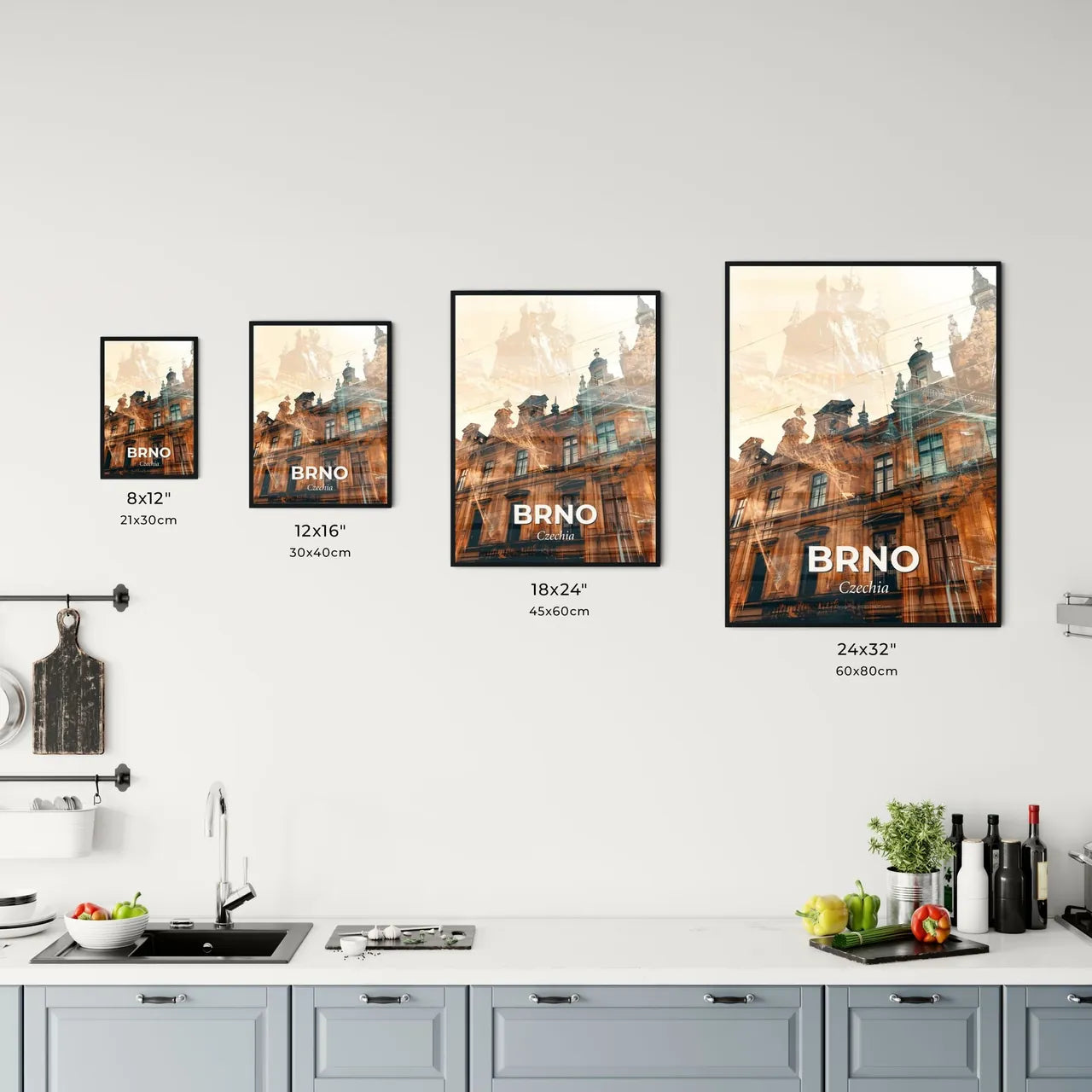Brno Skyline Double Exposure Poster Office Art