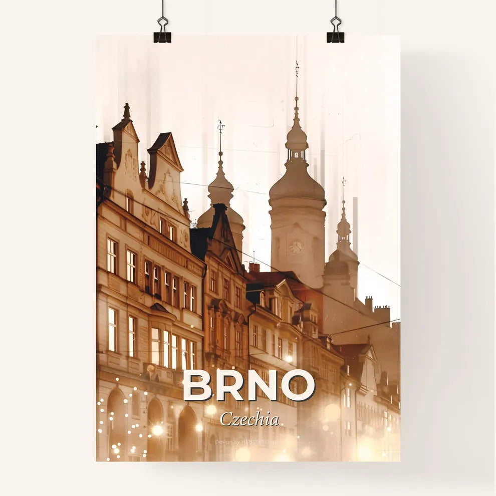 Brno Double Exposure Skyline Artwork Composite Poster