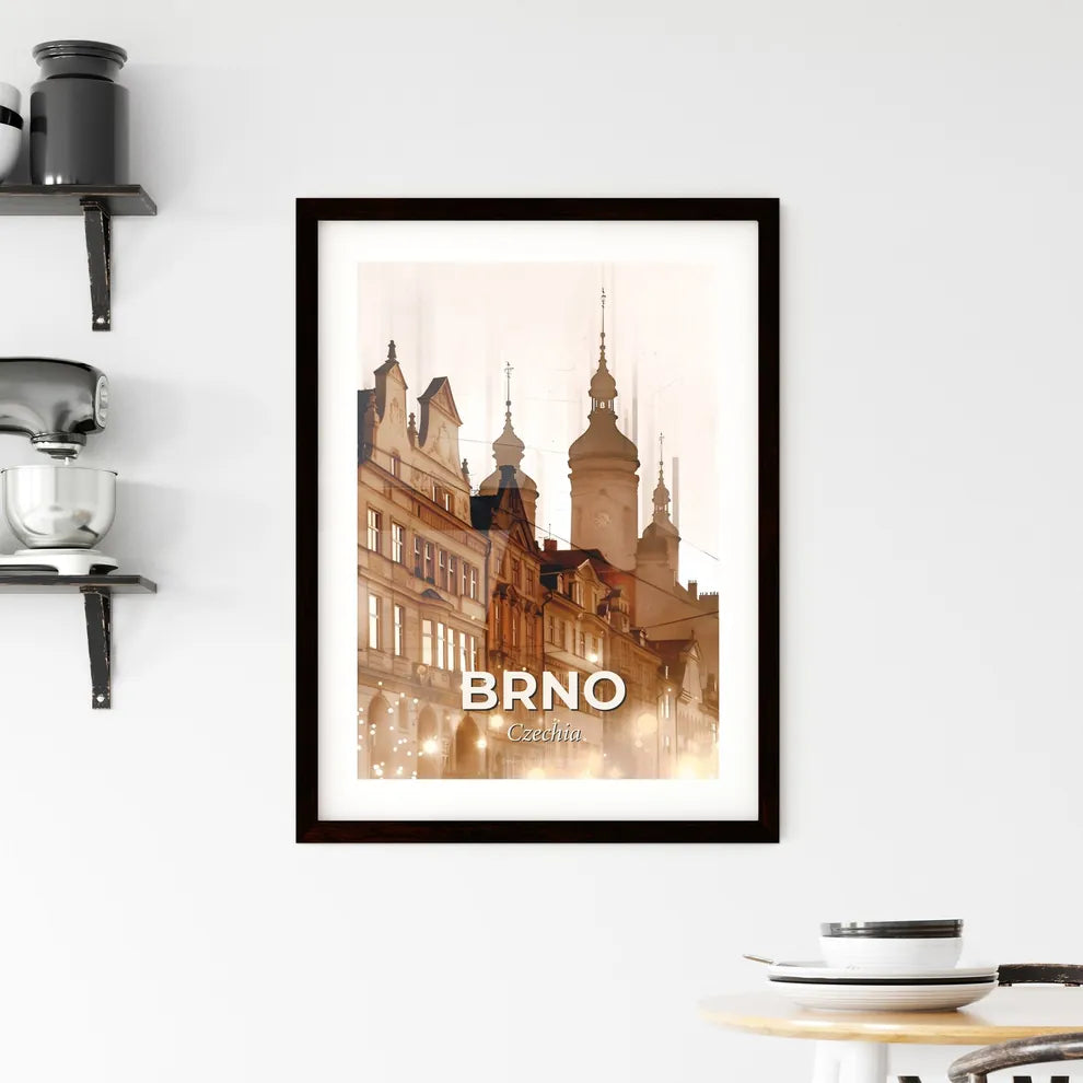Brno Double Exposure Skyline Artwork Composite Framed Print