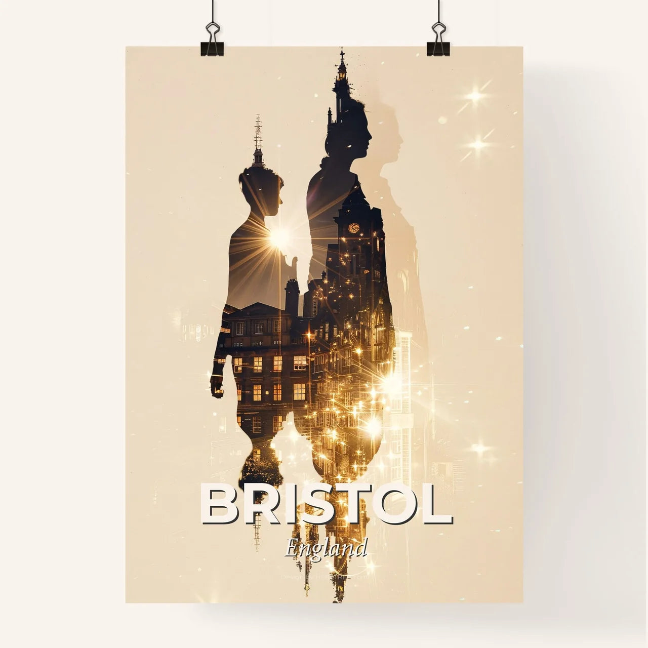 Bristol: Colorful Skyline Panorama City Architecture Composite Art Poster