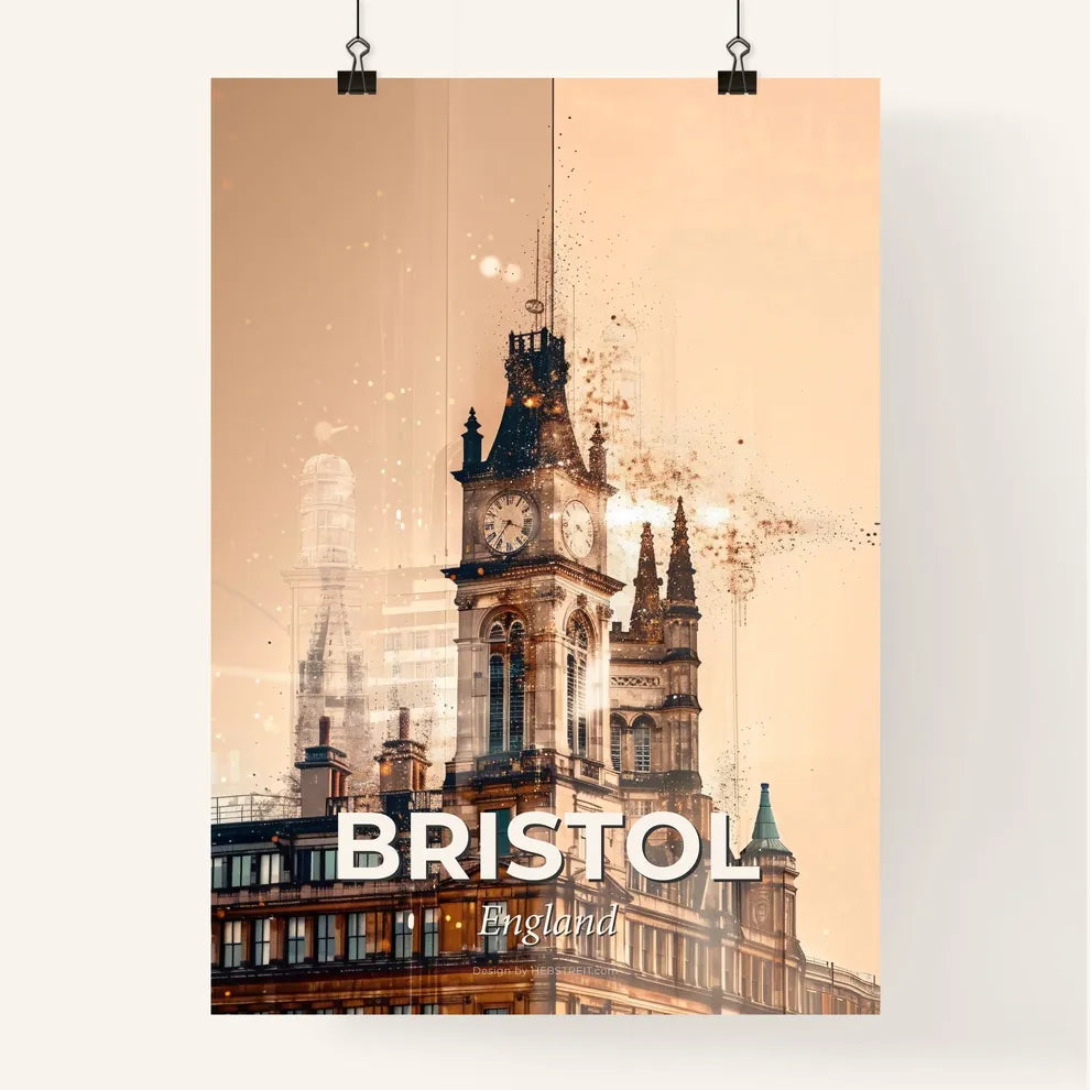 Bristol City Skyline Poster Art with Architecture Icons Poster