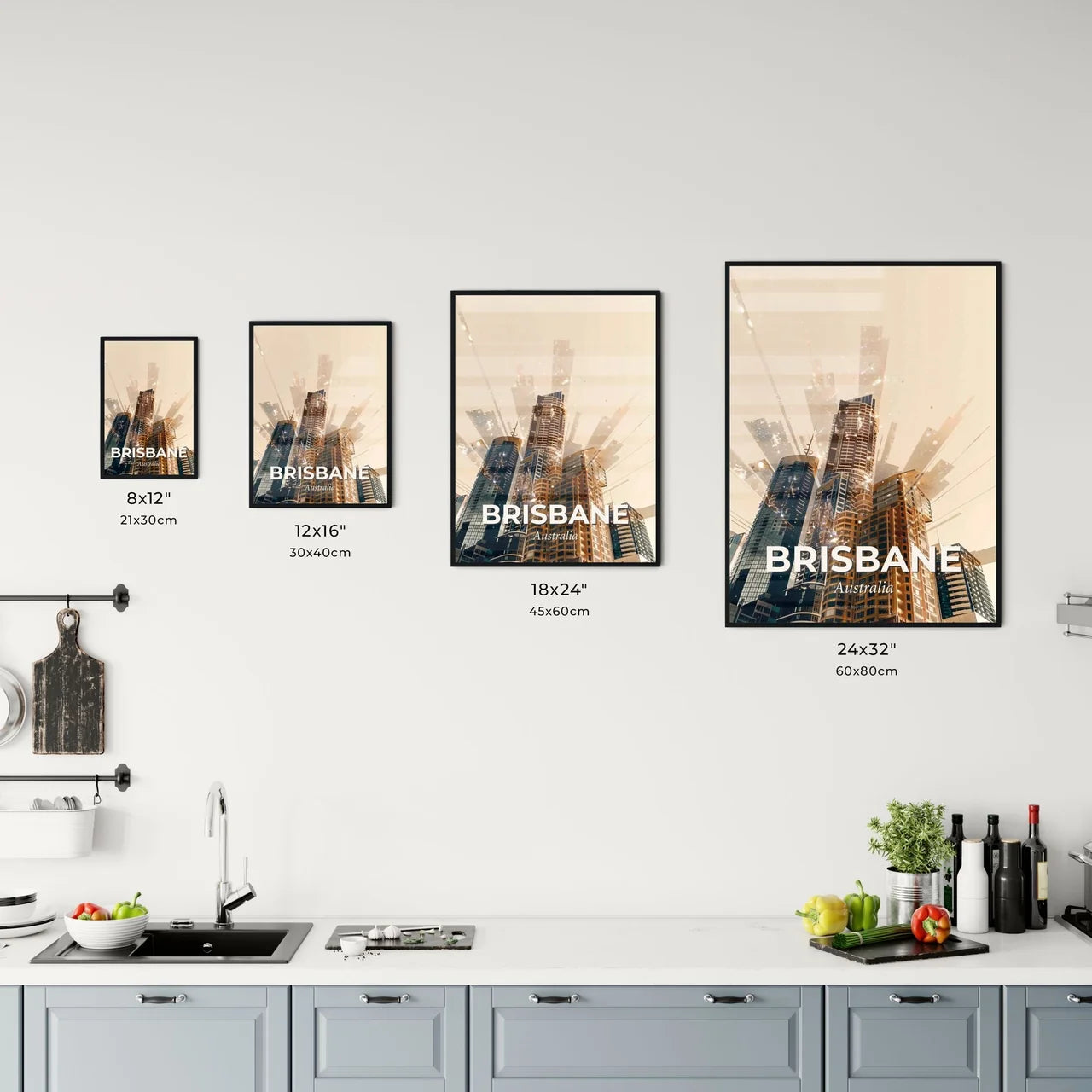 Brisbane Skyline Double Exposure Art Poster Office Art